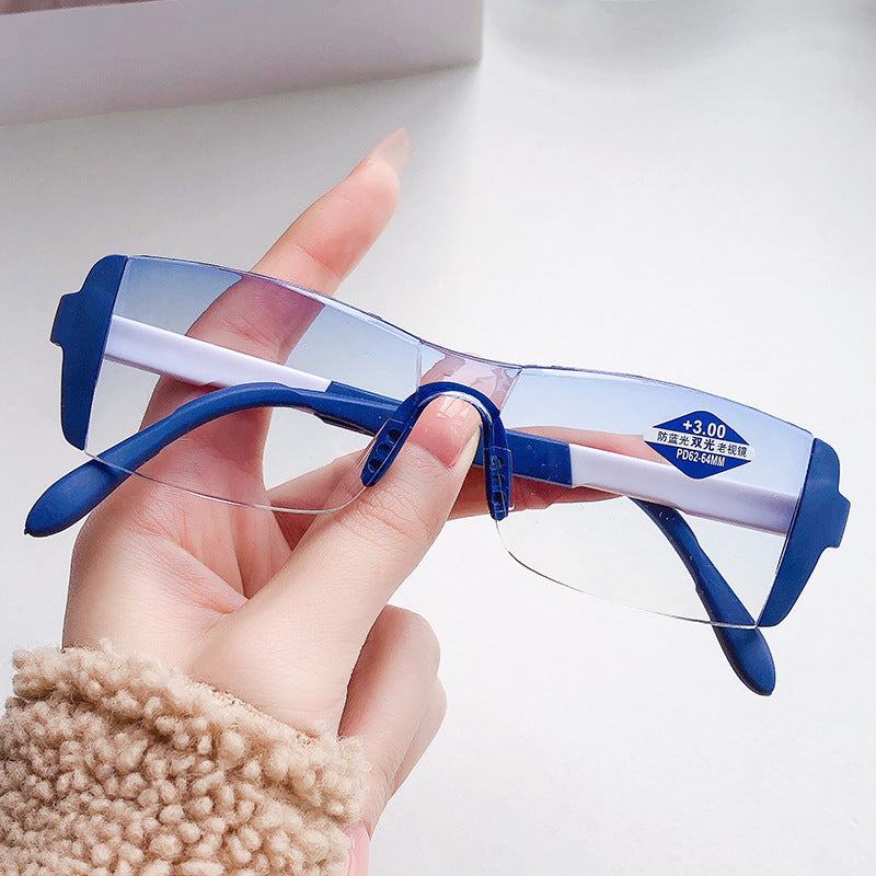 Frameless Dual-light Diamond Rimmed Fashion Anti-blue Light Presbyopic Glasses