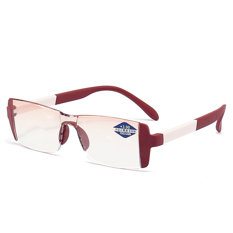 Frameless Dual-light Diamond Rimmed Fashion Anti-blue Light Presbyopic Glasses